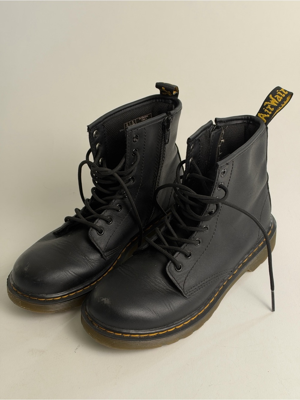 Dr. Martens Matte Black Leather Lace-Up Ankle Boots